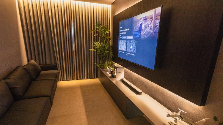 Sala de cinema no terminal executivo do aeroporto privado Bom Futuro Sala de cinema no terminal executivo do aeroporto privado Bom Futuro