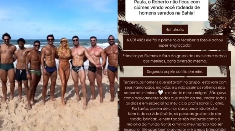 Ana Paula Siebert posa com homens e explica reação de Justus Ana Paula Siebert posa com homens e explica reação de Justus