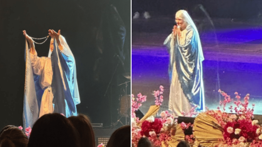 Imagens viralizaram nas redes sociais ao mostrar sombras durante apresentação religiosa - Reprodução/Instagram/@voltandoaessenciaa