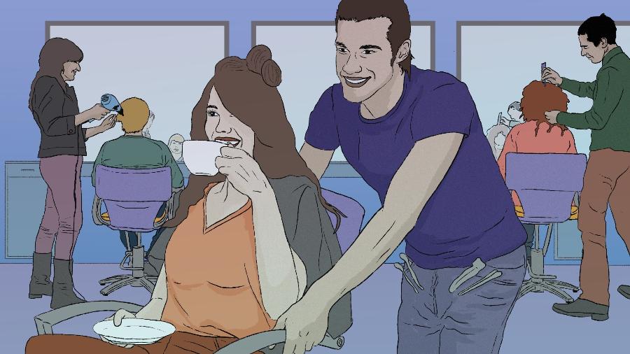 Transei com meu cabeleireiro após hidratação Transei com meu cabeleireiro após hidratação